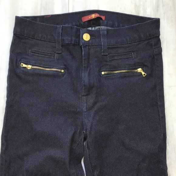 7 For All Mankind Black Jeggings with Gold Accents - Picture 6 of 9